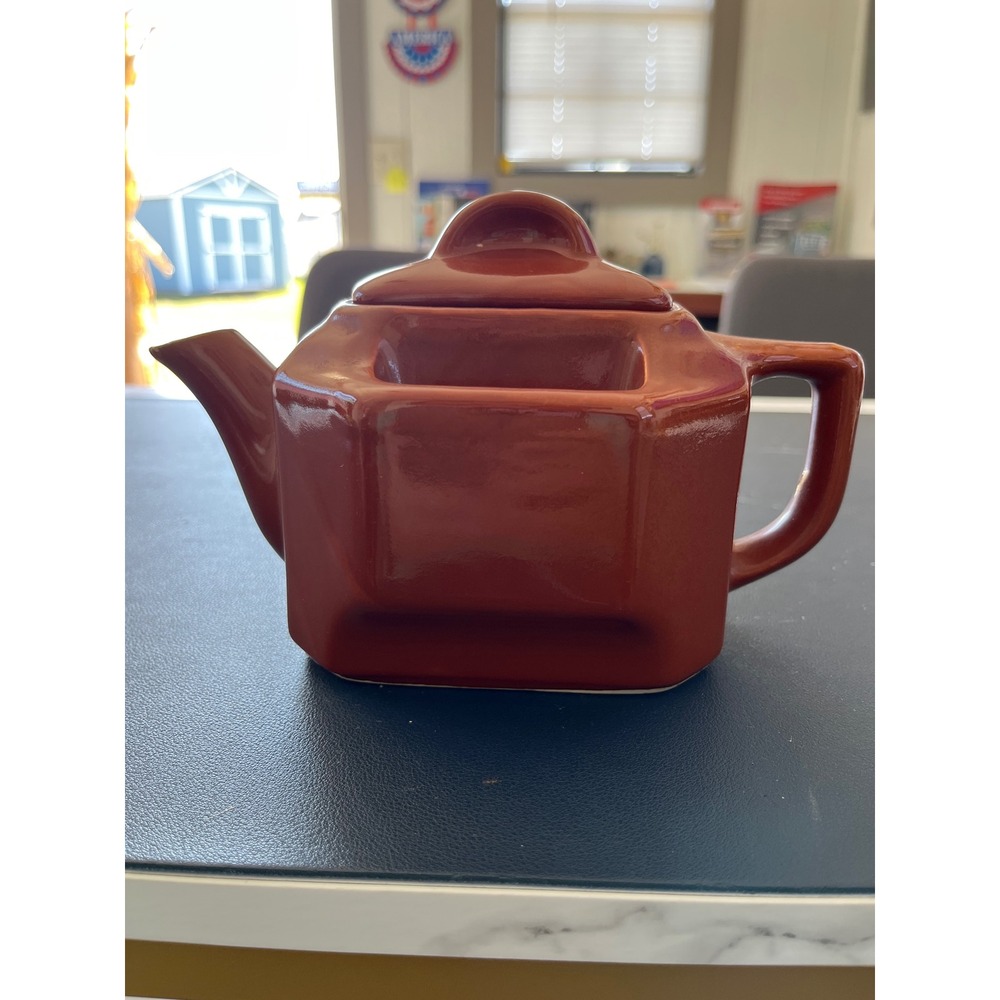 Vintage Ceramic Brown Octagon Tea Pot‎ with Lid Kitchenware